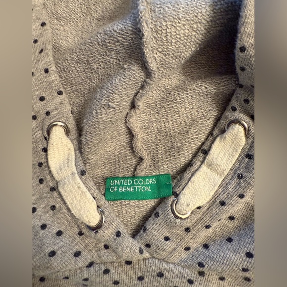 United Colors Of Benetton Gray Polka Dot Hooded Sweatshirt Girls 3XL 13Y-14Y - Picture 6 of 12